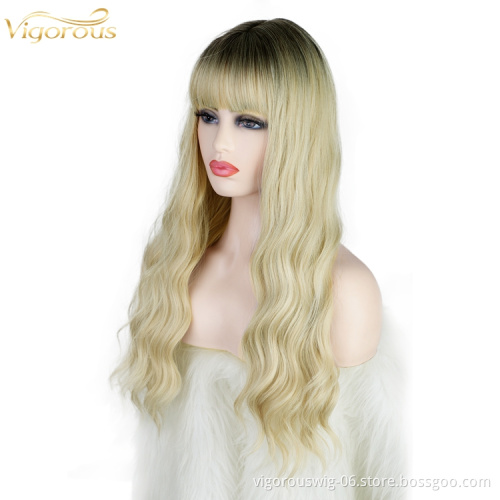 Vigorous wholesale synthetic wig vendor ombre long and bob blonde curly wave hair wigs for white women cosplay party wigs